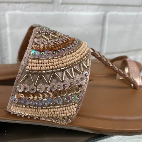 ROSE GOLD BEADED TOE SANDALS - Picture 7 of 8